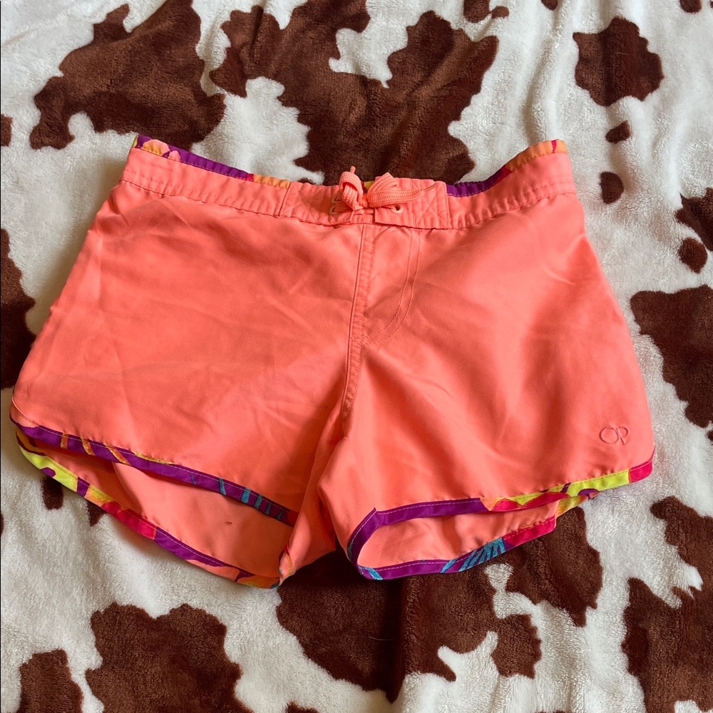 Coral Women's Shorts with Multicolor Trim